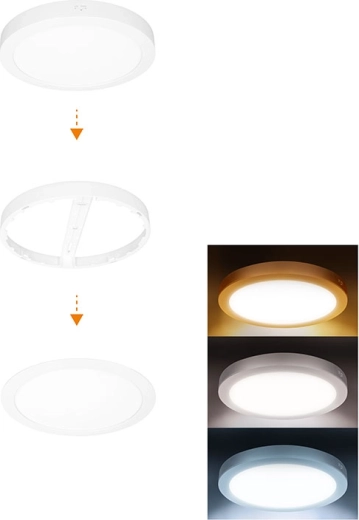 Solight LED mini panel fürdőszobai 2 az 1-ben 3CCT 18 W IP54 fehér kerek