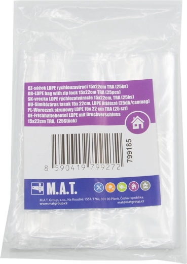 Gyorszáras tasakok LDPE 15 × 22 cm, átlátszó, 25 db