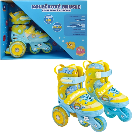 Gyerek világító görkorcsolyák, sárga (26–30-as méret)