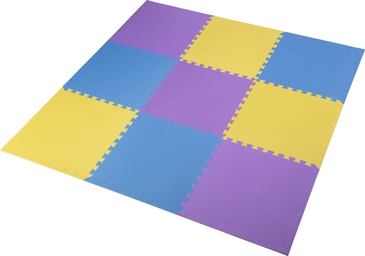 Védő EVA hab puzzle szőnyeg sárga–kék–lila
