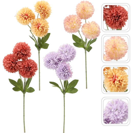 Művirág ág – 3 dáliából álló csokor, 43 cm, vegyes színek