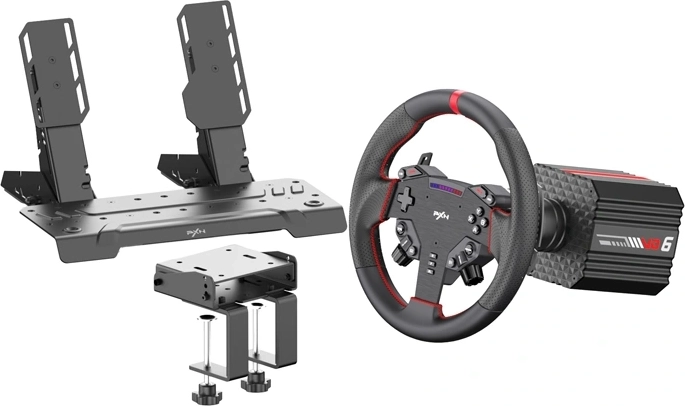 PXN VD6 versenyszimulátor készlet direktmeghajtású kormánnyal és pedálokkal