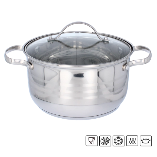 Rozsdamentes acél fazék fedővel, 3 l, 20 cm