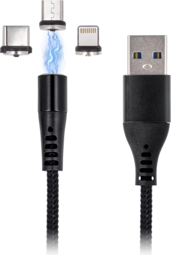 Maxlife mágneses töltőkábel 3 az 1-ben 1 m, 2 A, fekete