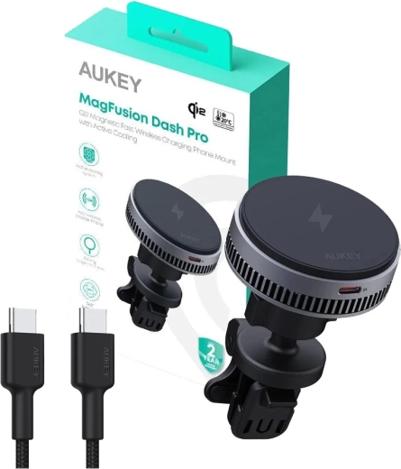Aukey MagFusion Dash Pro Qi2 mágneses autós telefontartó aktív hűtéssel