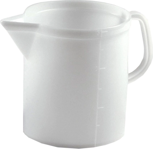 Műanyag mérőkancsó 5 l mércével – fehér
