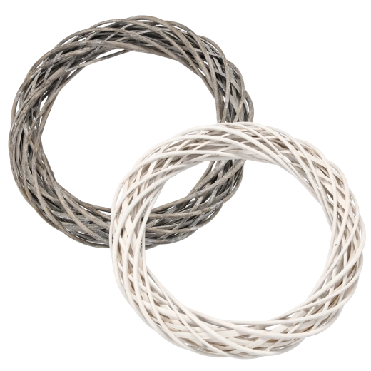 Fűzfavessző koszorú 40 cm fehér vagy szürke színben