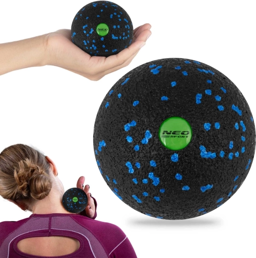 NEO-SPORT EPP masszázs- és fitneszlabda, 8 cm, fekete-kék