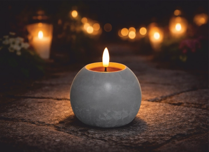 Szolár LED mécsesgömb betonhatással 10,5 × 10 cm – 1 db