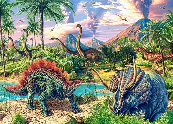 Puzzle 120 darabos Dinosaur Volcanos
