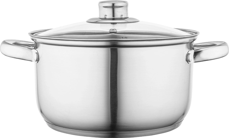 Fabio rozsdamentes acél lábas 20 cm, 3,6 l üveg fedővel