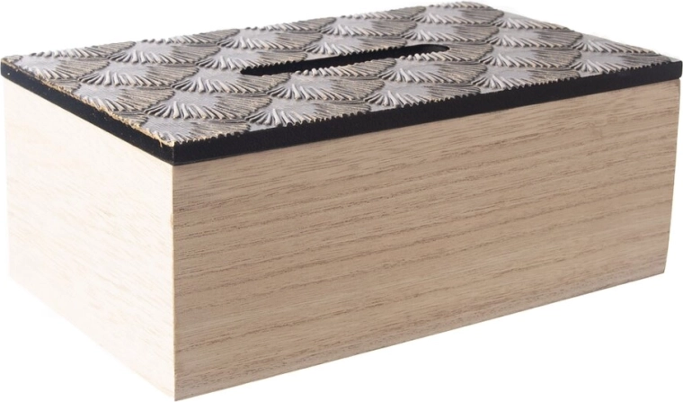 Fekete fa papír zsebkendőtartó doboz 24 × 14 × 9 cm