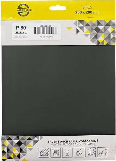 Vízálló vizes csiszolópapír, P80 szemcseméret, 230 × 280 mm (3 db)