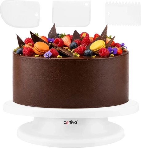 Forgatható tortatálca 28 cm + 3 díszítőlapát Ruhhy