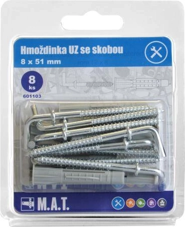 Csomózó tipli kampóval 8×51 mm, fehér cink (8 db)