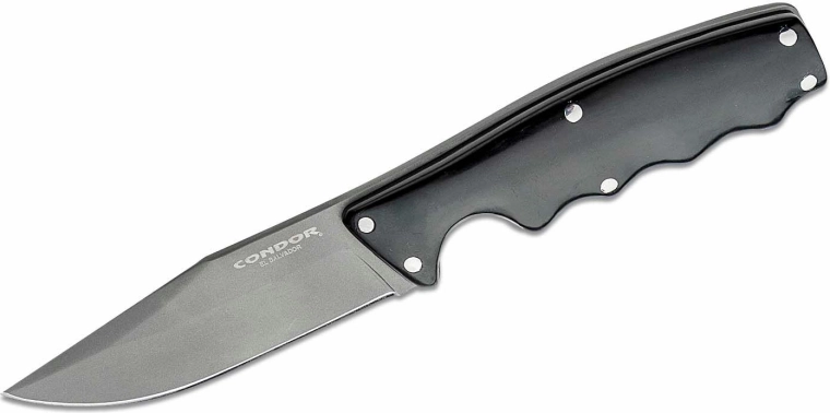 Kültéri kés Condor Credo 10 cm, fekete, G10, bőrtok