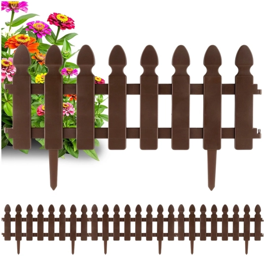 Barna kerti szegélykerítés 49 × 21 cm, 4 darabos készlet