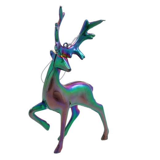 Karácsonyi rénszarvas dísz szivárványos gyöngyházfényű hatással, 10 × 15 cm