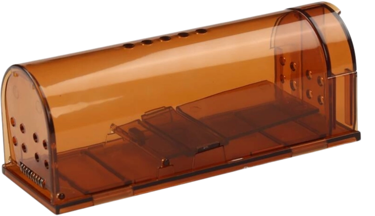 Humánus élvefogó egér- és patkánycsapda, átlátszó, 17 × 6,2 × 6,4 cm, 2 db