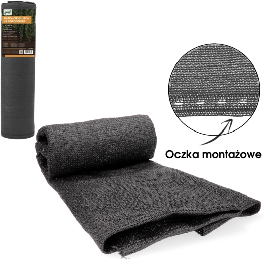 Antracit árnyékoló háló kerítésre 1,5 × 50 m 135 g/m² 90%