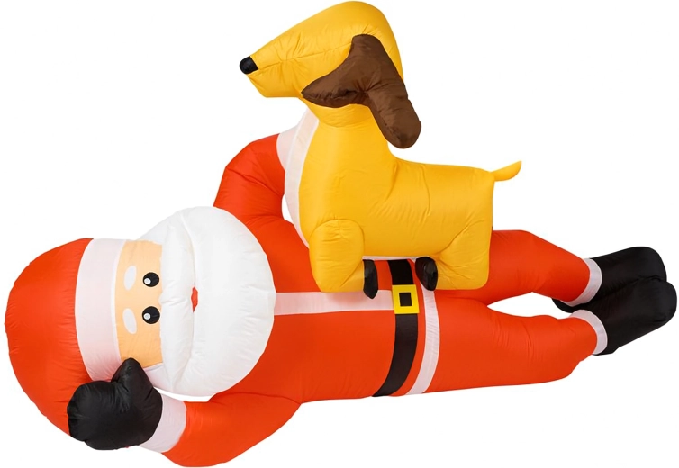 Felfújható Mikulás rénszarvassal 210 cm, LED háttérvilágítással