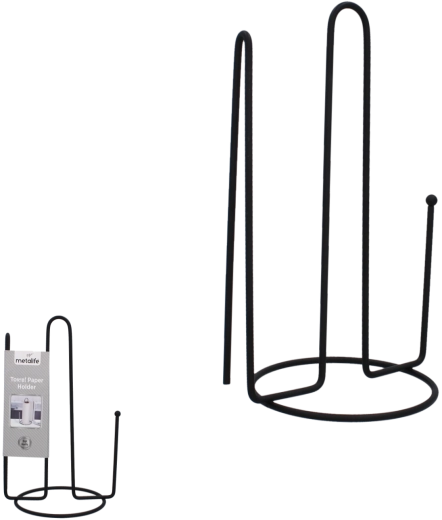 Fém papírtörlő‑tartó bambusz akcentussal, matt fekete