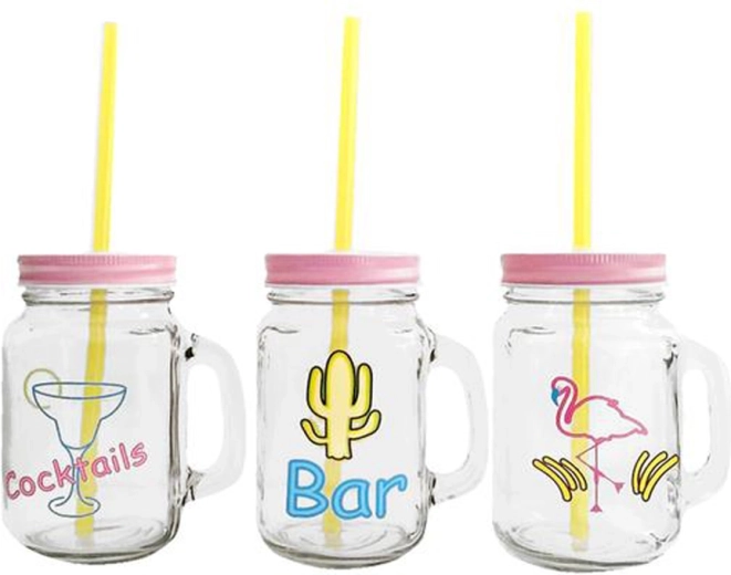 Mason üveg tetővel és szívószállal 450 ml – nyár