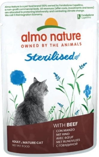 Almo Nature Holistic Sterilized Cat tasak ivartalanított macskáknak marhahússal 70 g