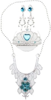 Gyermek szépségszett koronával, nyaklánccal és fülbevalóval