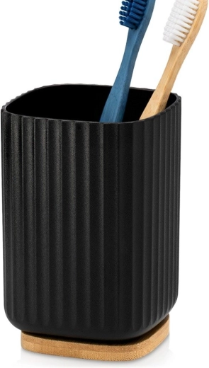 Vilde fekete fürdőszobai pohár fogkefékhez 7,5 x 11 cm - 1 db