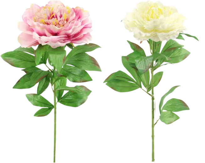 Mesterséges dekorációs bazsarózsa ág 83 cm, vegyes színek