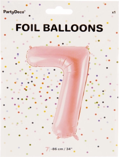 Rózsaszín fólia lufi 7-es szám 86 cm