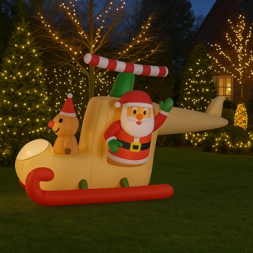 Felfújható Mikulás szánon, LED-del, 160 cm
