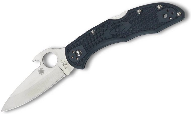 Spyderco Delica 4 Emerson Opener zsebkés 7,4 cm, szatén, kékesszürke FRN