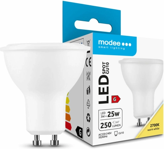 Modee LED spotlámpa GU10 3 W, 250 lm, meleg fehér 2700 K