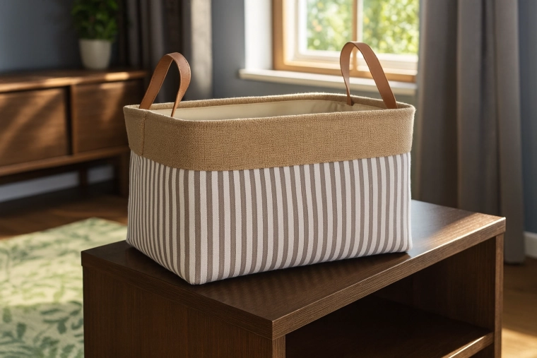 Textil tárolókosár csíkokkal 30 × 40 × 24 cm