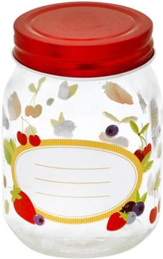 Toro befőttes üveg fedéllel 380 ml – gyümölcs mintával