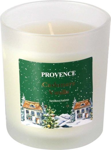 Karácsonyi gyertya matt fehér üvegben 7 × 8 cm, 135 g