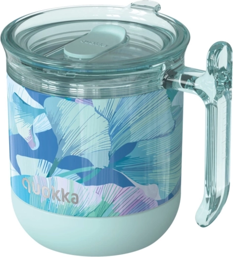 Rozsdamentes acél termoszbögre Quokka Wave ginkgo leaves türkiz 260 ml