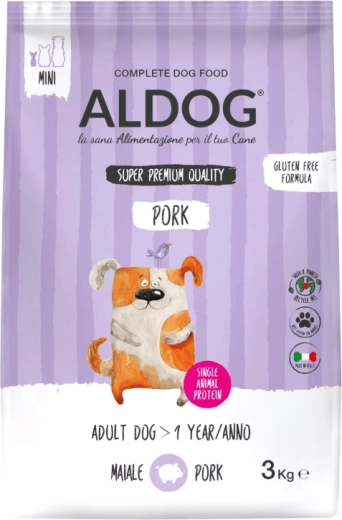 Aldog Pork Mini száraztáp felnőtt kistestű kutyáknak, sertés, 3 kg