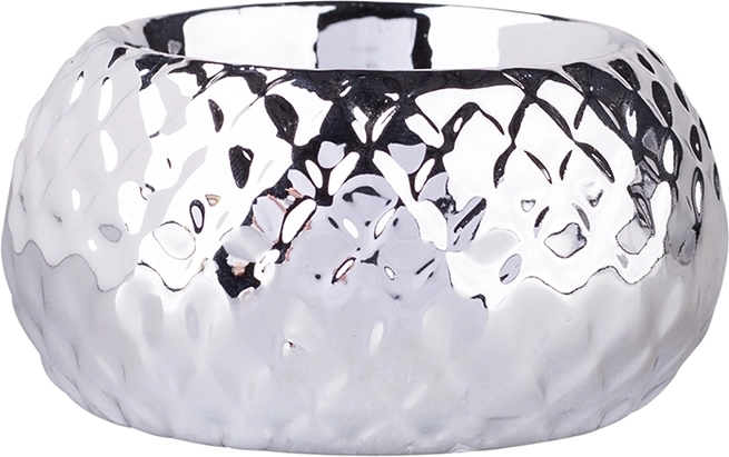 Dombormintás, ezüst hatású porcelán mécsestartó 7,5 × 7,5 × 3,5 cm