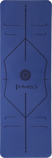 HMS YM10 jógaszőnyeg – sötétkék TPE, vezető vonalakkal