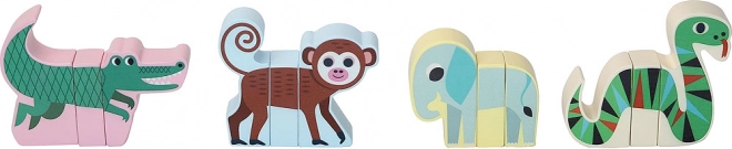 Fa mágneses kirakós dzsungel állatkák