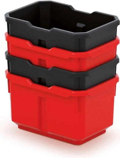 TITAN BOX szerszámos műanyag dobozkészlet, fekete/piros (4 db)