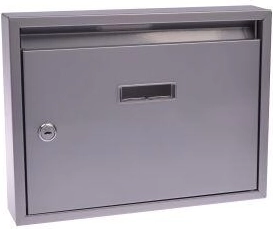 Panelházi postaláda 320 × 240 × 60 mm, szürke, előfúrt nyílások nélkül