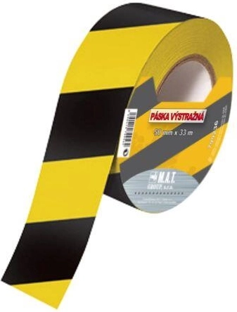 Figyelmeztető szalag sárga–fekete 75 mm × 500 m