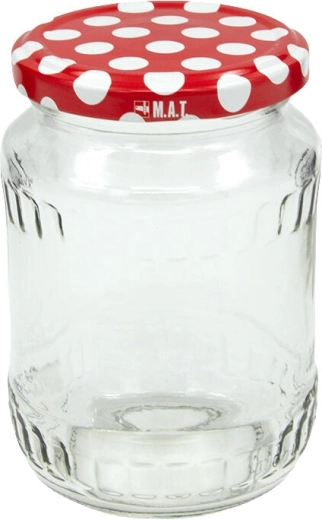 370 ml-es befőttesüveg TWIST 66 pöttyös tetővel, 8 darabos készlet