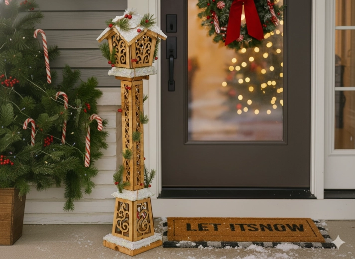 Karácsonyi fa LED lámpás 85 cm, barna