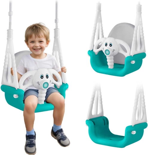 RICOKIDS 3 az 1-ben Elefánt gyerekhinta, türkiz