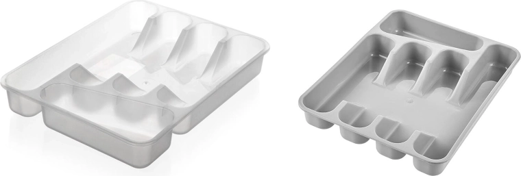 Műanyag evőeszköztartó 33,5 × 26,5 × 5 cm, vegyes színek